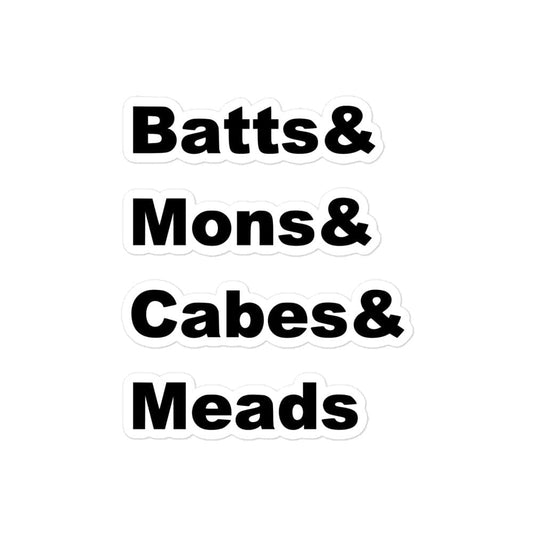 Production Apparel Stickers 2nd AC Abbrevs 4x4