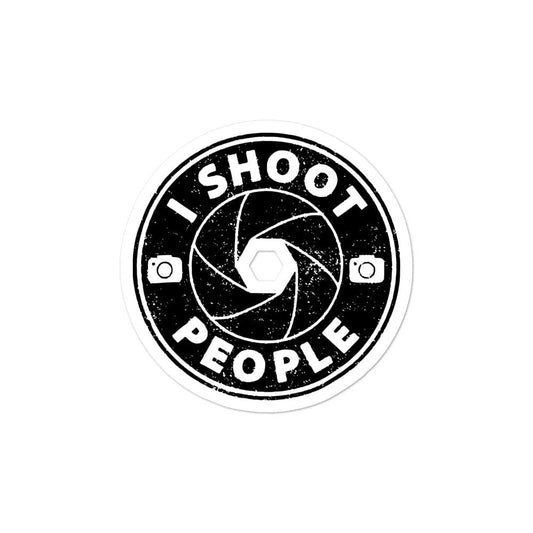 Production Apparel Stickers I Shoot People 3x3