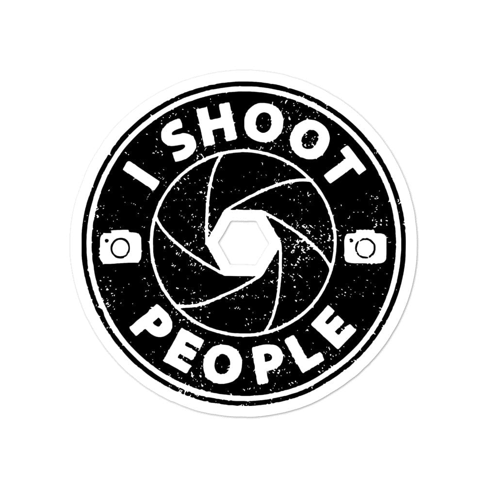 Production Apparel Stickers I Shoot People 4x4