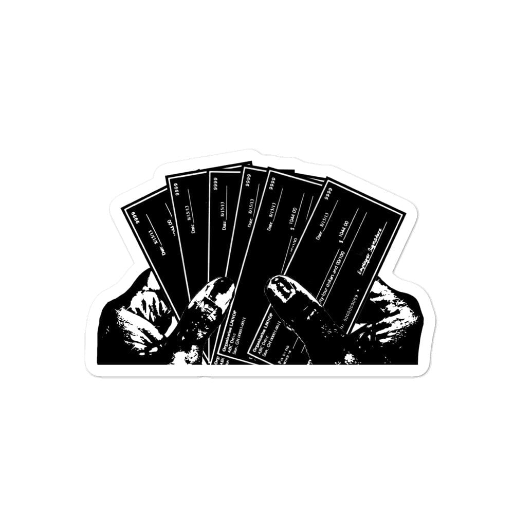 Production Apparel Stickers Paycheque Poker 4x4