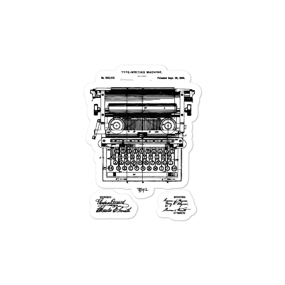Production Apparel Stickers Typewriter Patent 3x3