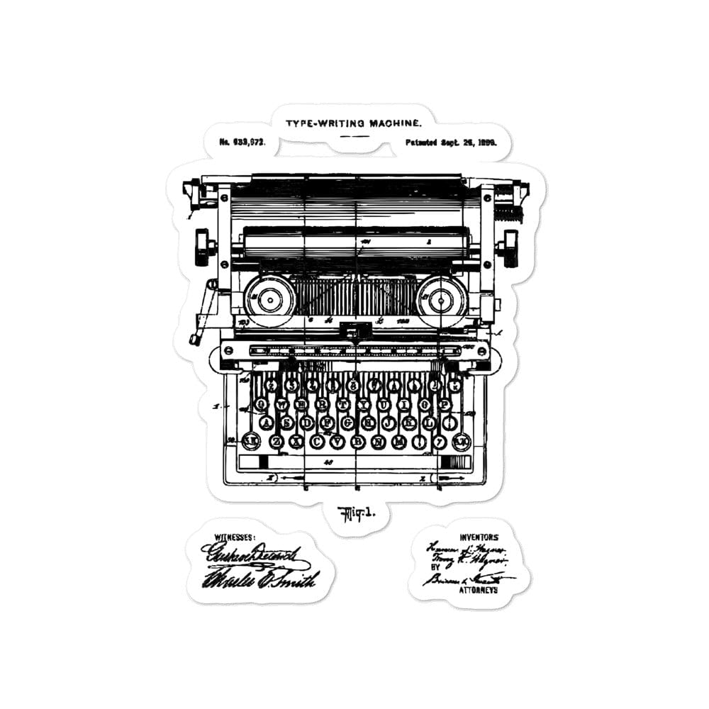 Production Apparel Stickers Typewriter Patent 4x4